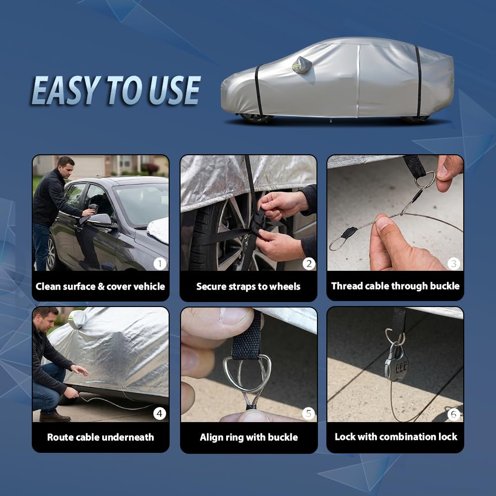 G-PLUS Waterproof All Weather Car Cover for Sedan,Silver