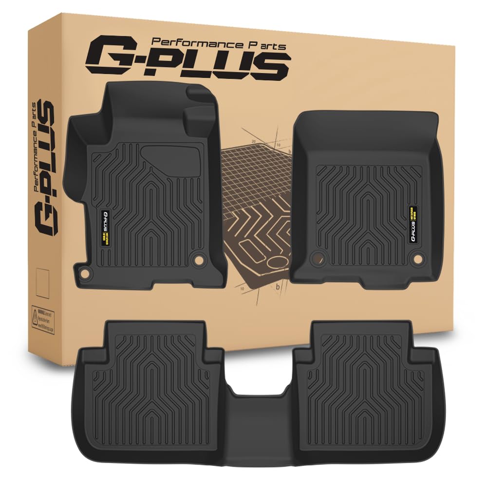 G-PLUS Floor Mats Fit for Honda Accord Sedans 2013 2014 2015 2016 2017 Floor Liners,TPE Custom Fit All Weather Full Cover Protection Car Mats, 1st & 2nd Row Cargo Liners Black