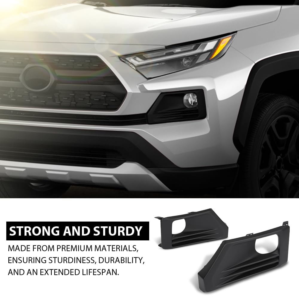 G-PLUS Bumper Fog Lights Lamps Bezels Cover Pair Compatible with Toyota RAV4 Adventure 2019-2022,Fit Toyota RAV4 TRD Off-Road 2020-2023 521280R170, 521270R170, TO1038226, TO1039226 Black