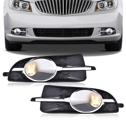 G-PLUS Front Bumper Fog Lights + Cover Trim Compatible with Buick LaCrosse 2010 2011 2012 2013 Driver & Passenger Side Fog Lamps Clear lens RW1345