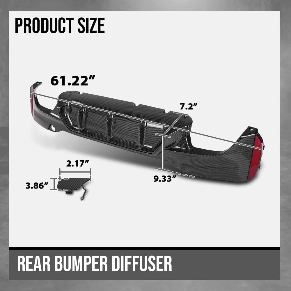 G-PLUS Rear Diffuser Compatible with BMW G30 5 Series 2017 2018 2019 2020 2021 2022 2023 Only Fit Models with M Sport Bumper Carbon Fiber Black