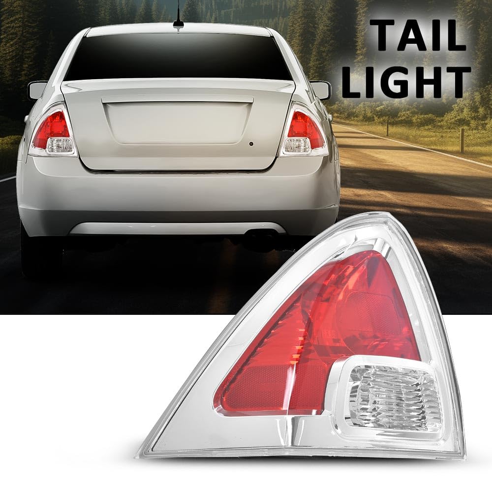 G-PLUS Tail Light Left Side Compatible with Ford Fusion (submodel: S, SE, SEL) 2006-2009 Clear & Red Lens FO2818123C, 6E5Z13405B Faros Traseros Luces TraserasAssembly