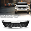 G-PLUS Front Bumper Upper Grille Grill W/Chrome Trim, Compatible with Kia Sorento 2014-2015, KI1200155, KI1200155C, 863501U500, KI1200155D