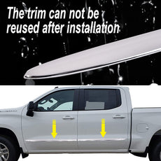 G-PLUS Body Side Moldings 4PCS for Chevy Silverado Crew Cab 2019-2021 Chrome Front View