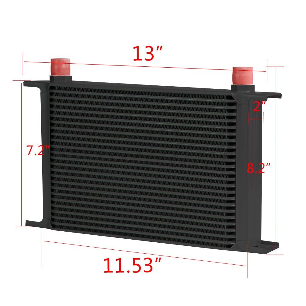 G-PLUS Black 25 Row AN10-10AN Engine Transmission Oil Cooler Kit & Oil Cooler Sandwich Plate Kit Compatible with GM LS1 LS2 LS3 Aluminum