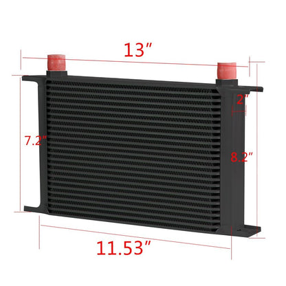 G-PLUS Black 25 Row AN10-10AN Engine Transmission Oil Cooler Kit & Oil Cooler Sandwich Plate Kit Compatible with GM LS1 LS2 LS3 Aluminum