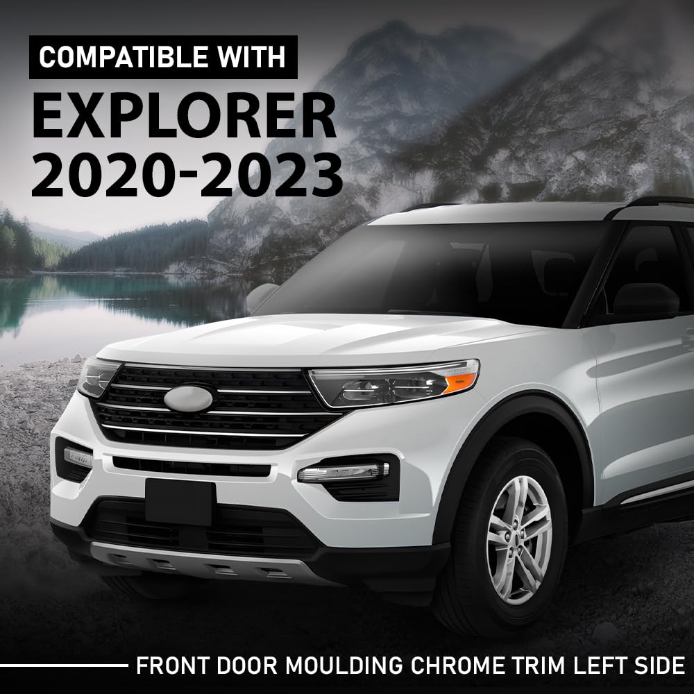 G-PLUS Front Left Lower Door Moulding Chrome Trim, Compatible with Ford Explorer 2020-2023, Driver Side