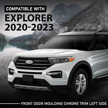 G-PLUS Front Left Lower Door Moulding Chrome Trim, Compatible with Ford Explorer 2020-2023, Driver Side