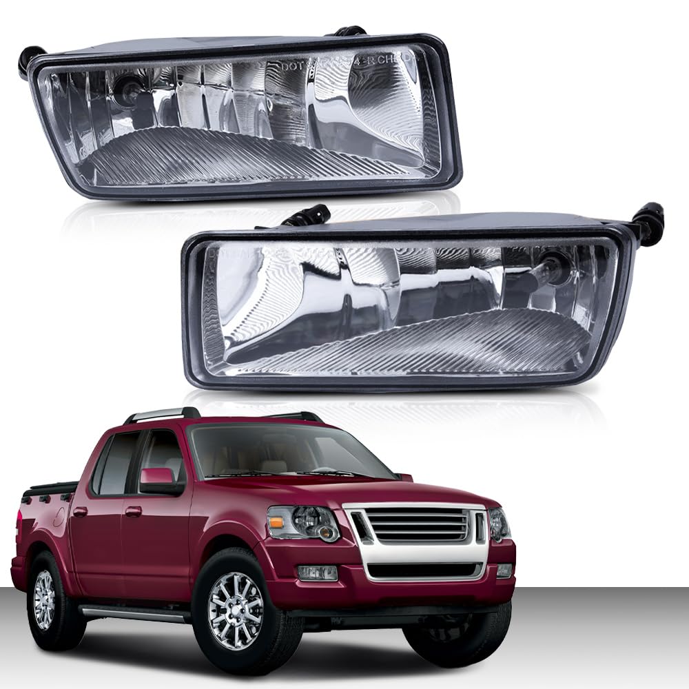 G-PLUS Front Bumper Fog Lights Compatible with Ford Explorer 2006-2010,Fit Explorer Sport Trac 2008-2010 Pair Driver and Passenger Side Driving Fog Lamp Accessories Clear Lens