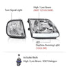 G-PLUS LED DRL Headlights & Corner Parking Lights Compatible with Ford Expedition 1997-2002, Fit Ford F150 1998-2003 Bumper Left & Right Headlamps Clear Lens Chrome Housing Clear Reflector
