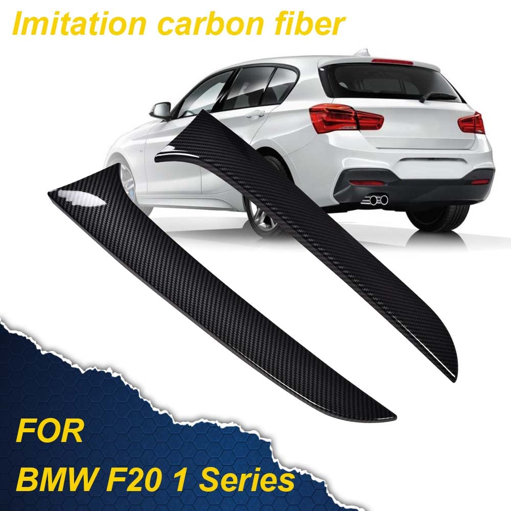 G-PLUS Rear Window Spoiler Side Wing Trim Cover Compatible with 2015-2017 BMW 1 Series F20 (Carbon Black)