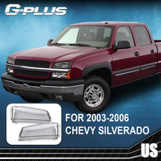 G-PLUS Headlight Lens Cover 2PCS for Chevy Silverado 2003-2006 Smoky Lens Side View