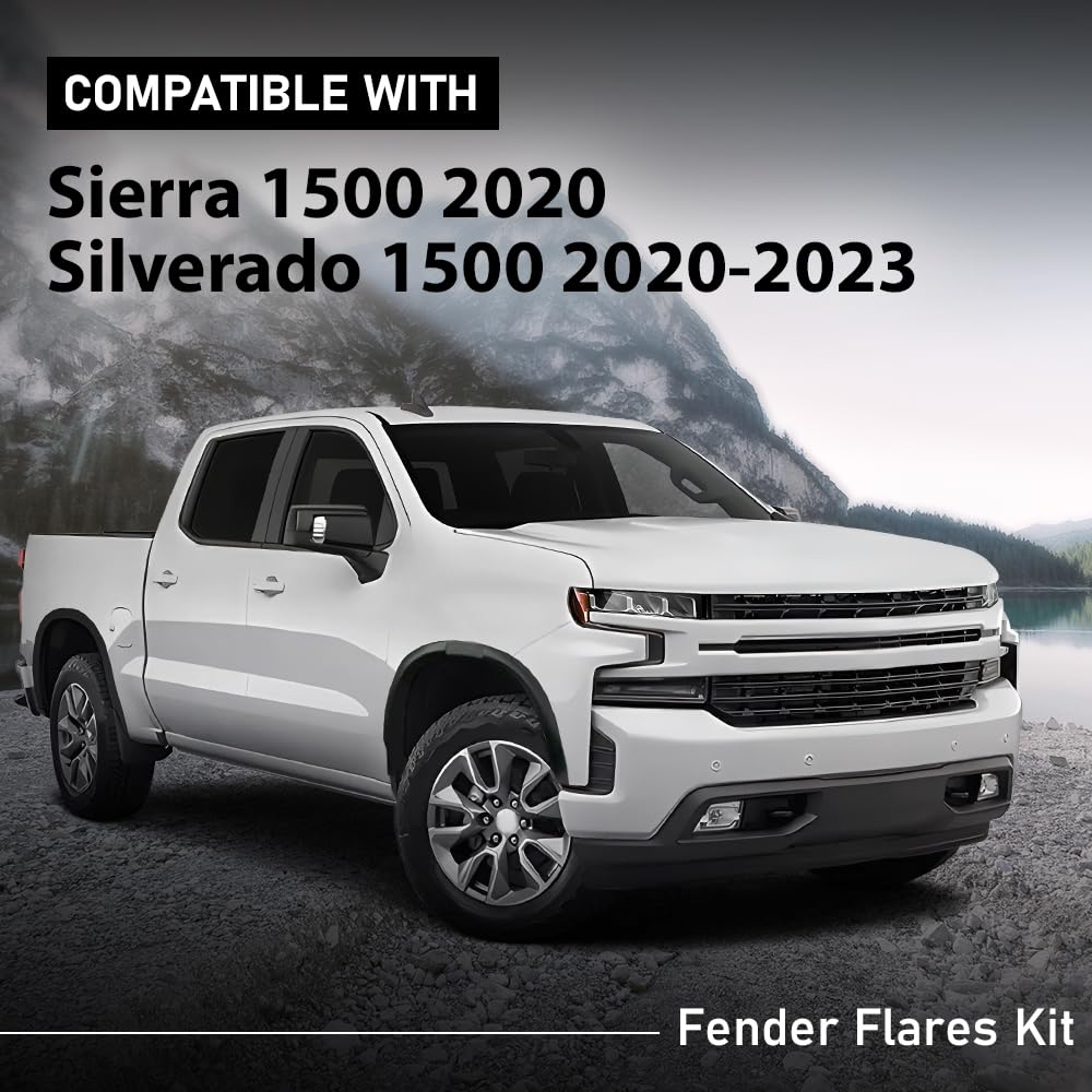 G-PLUS Fender Flares Kit Compatible with Chevy Silverado 1500 2020-2023, Fit GMC Sierra 1500 2020 84297538 Smooth Painted Style 4Pcs