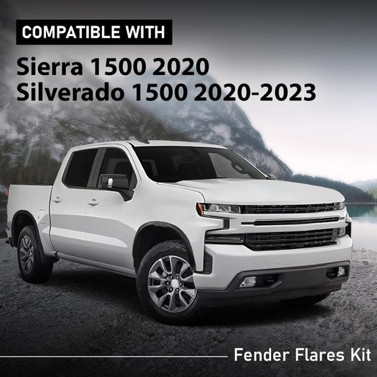 G-PLUS Fender Flares Kit Compatible with Chevy Silverado 1500 2020-2023, Fit GMC Sierra 1500 2020 84297538 Smooth Painted Style 4Pcs