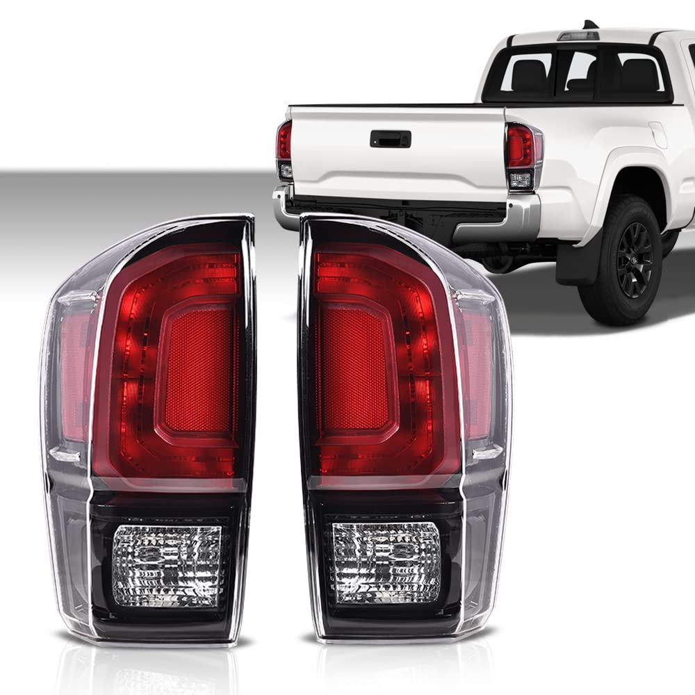 G-PLUS Rear Tail Lights Assembly Compatible with Toyota Tacoma 2016-2023, Dark Red Rear Brake Lamps Left Driver and Right Passenger TO2800201 TO2801201,Luces Traseras