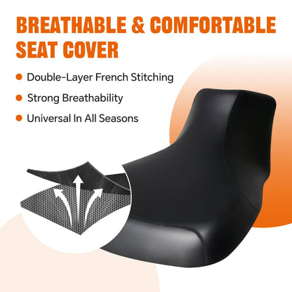 G-PLUS Seat Cover Compatible with Yamaha Grizzly 660 2002-2008 1PC Black Synthetic Leather Standard Seat Protector