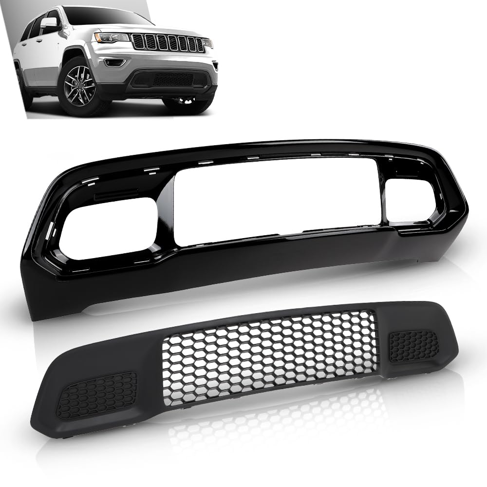 G-PLUS Front Lower Grille & Bumper Grill Bezel Compatible with Jeep Grand Cherokee 2017-2022 Black 5ZM53SZ0AA