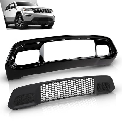 G-PLUS Front Lower Grille & Bumper Grill Bezel Compatible with Jeep Grand Cherokee 2017-2022 Black 5ZM53SZ0AA