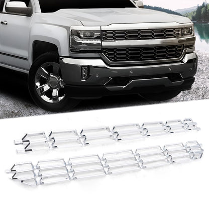 G-PLUS Grille Insert, Compatible with Chevy Silverado 1500 2016 2017 2018 Chrome Grille Kit Snap On(Sliver)
