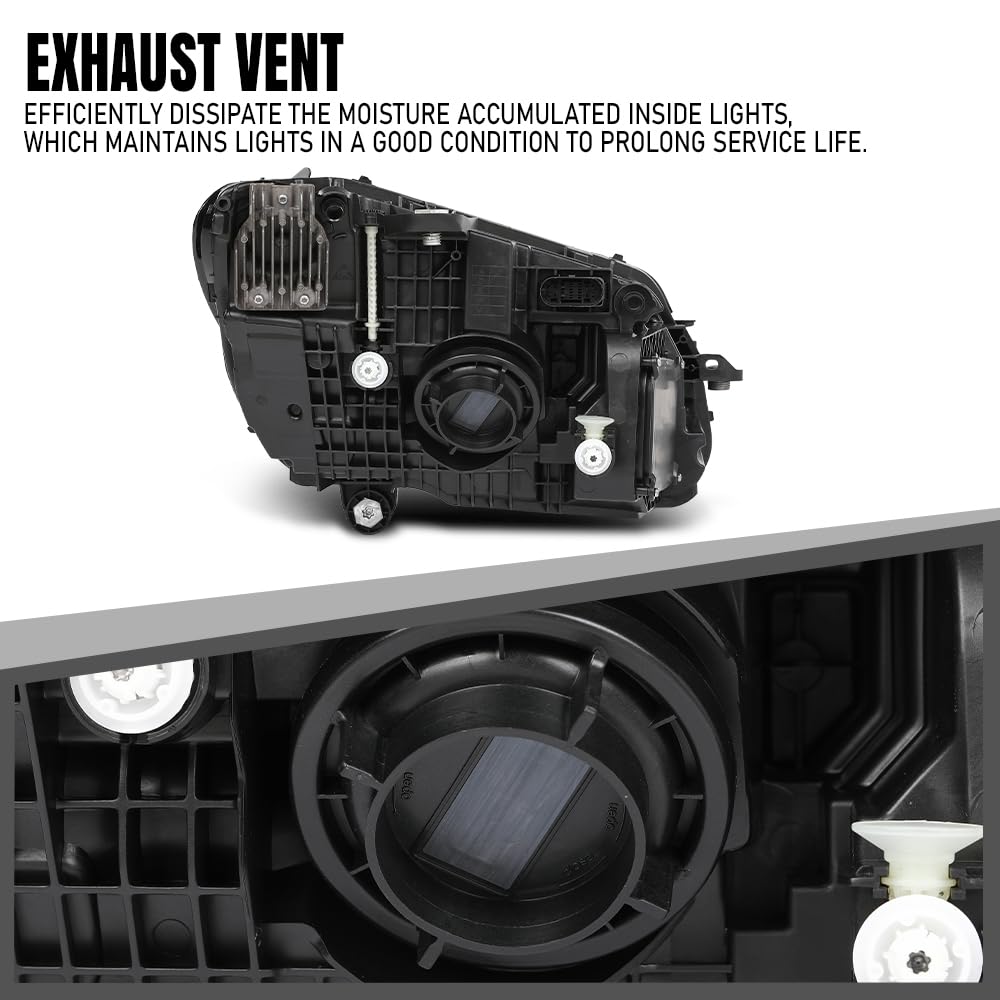 G-PLUS LED Headlight Left Driver Side Compatible with Benz C300 C43 W205 2019 2020 2021 2059066104, 2059066004 Black