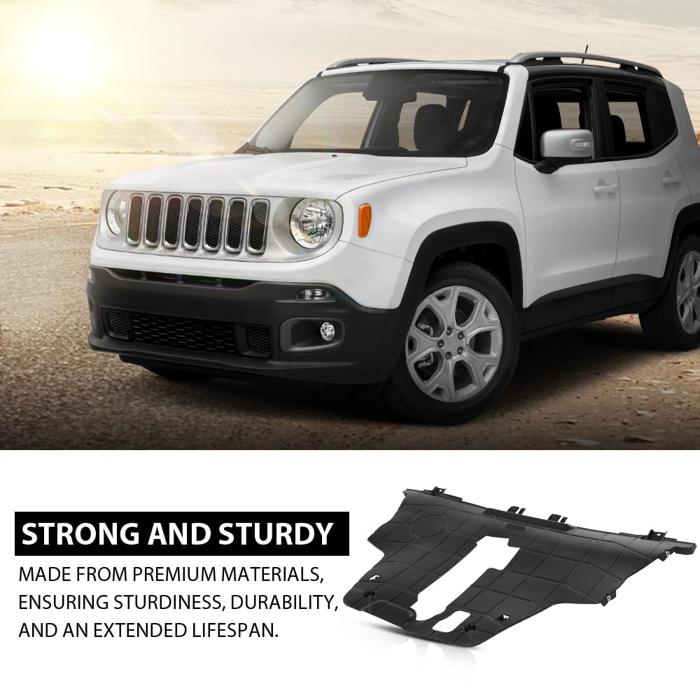 G-PLUS Lower Engine Splash Shield Under Guard Cover Compatible with Fiat 500X 2016-2018, Fit Jeep Renegade 2015-2018 CH1228133, 68420672AA, 68248089AA Black