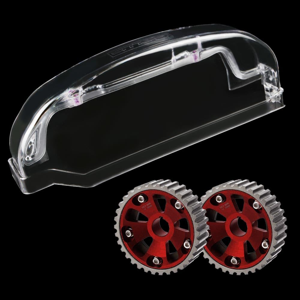 G-PLUS Clear Cam Gear Timing Belt Cover Compatible with Mitsubishi Eclipse 4G63 Turbo DSM 1G EVO 1 2 3