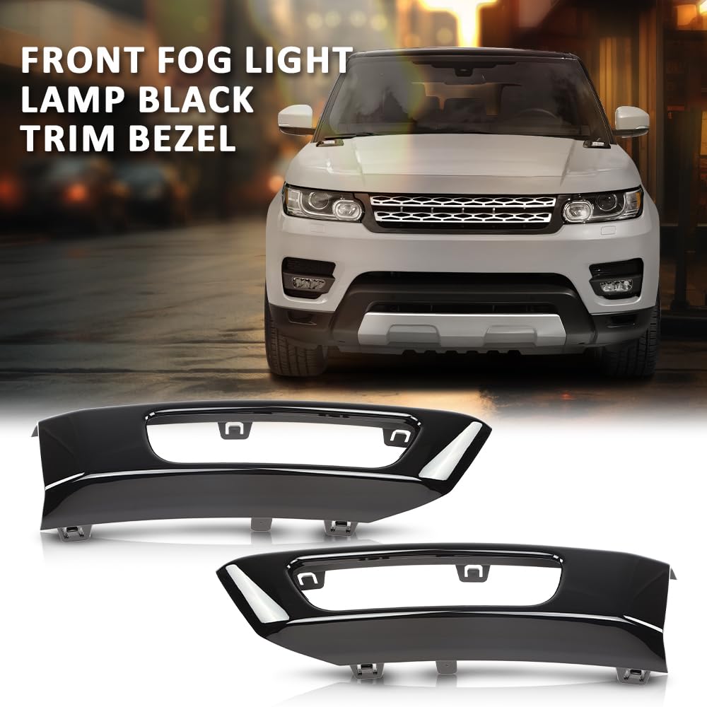 G-PLUS Pair Front Fog Light Lamp Trim Bezel Black Compatible with Land Rover Range Rover Sport Without SVR 2014-2017