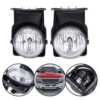 G-PLUS Bumper Fog Lights Compatible With GMC Sierra 1500 2500 3500 2003-2006 Pickup Clear Driving Fog Lamps W/o Wiring Kit Left+Right Side