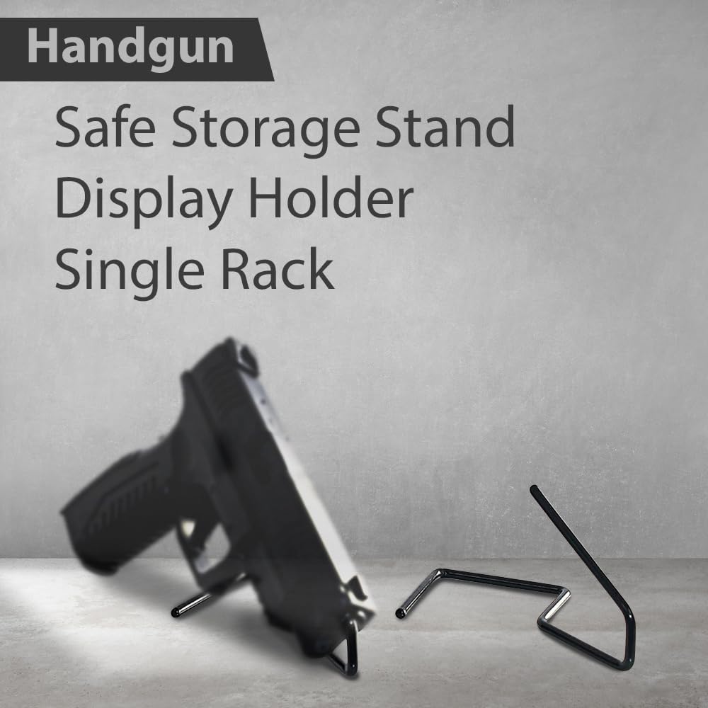 G-PLUS 5pcs/Bag Pistol Display Holder,Handgun Pistol Revolver Safe Storage Stand Display Holder Single Rack,Black Handgun Rack Pistol Stand Black