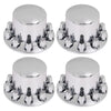 G-PLUS Chrome Wheel Covers Rear Axle Hub Caps 4 PCS Compatible with Most of 10 Holes 22.5" & 24.5" Semi-Truck Wheels with 11.25" Bolt Circle Wheels with 33mm Thread-On Lug Nut Covers