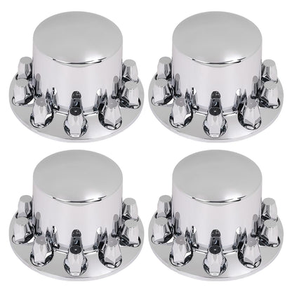 G-PLUS Chrome Wheel Covers Rear Axle Hub Caps 4 PCS Compatible with Most of 10 Holes 22.5" & 24.5" Semi-Truck Wheels with 11.25" Bolt Circle Wheels with 33mm Thread-On Lug Nut Covers
