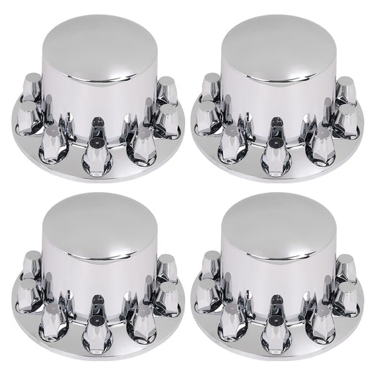 G-PLUS Chrome Wheel Covers Rear Axle Hub Caps 4 PCS Compatible with Most of 10 Holes 22.5" & 24.5" Semi-Truck Wheels with 11.25" Bolt Circle Wheels with 33mm Thread-On Lug Nut Covers