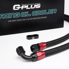 G-PLUS Oil Cooler Kit 15 Row 10AN Universal Engine Transmission With Oil Filter Relocation Additional Angle