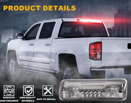 G-PLUS 3rd Third Brake Light Compatible with 2004-2008 Ford F150 Lobo/Fit 2007-2010 Ford Explorer/Fit 2006-2008 Lincoln Mark LT High Mount Stop Lights Smoky Lens Chrome Housing