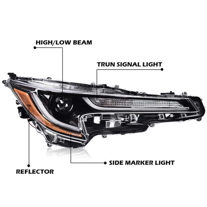 G-PLUS Headlight LED Compatible with Toyota Corolla L LE 2020 2021 DRL Right Passenger Side Headlamp Clear Lens Chrome Housing Amber Reflector Bumper Headlamps,faros delanteros