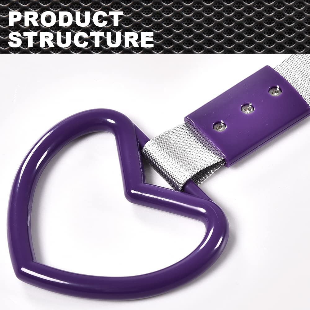 G-PLUS JDM Tsurikawa Ring Heart Subway Train Bus Car Handle Hand Straps Drift Charm,Rear Bumper Warning Ring (Purple)