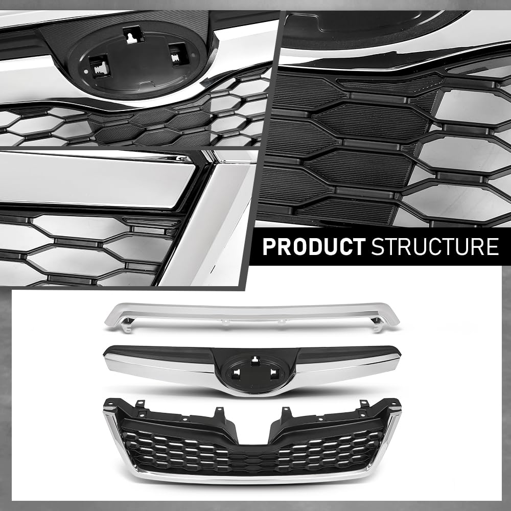 G-PLUS Front Chrome Grille Grill Factory Style Compatible with Subaru Forester 2014-2018 91121SG060, 91121SG040
