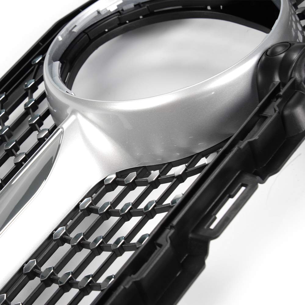 Diamond Style Front Bumper Grille Hood Grill Trim Shell Compatible with W205 C Class C250 C300 C400 C450 AMG Sport 2015 2016 2017 2018 (With Camera Hole)