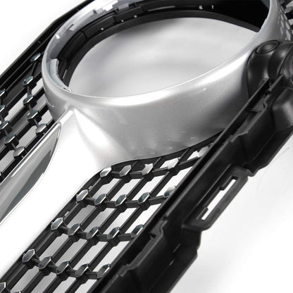 Diamond Style Front Bumper Grille Hood Grill Trim Shell Compatible with W205 C Class C250 C300 C400 C450 AMG Sport 2015 2016 2017 2018 (With Camera Hole)