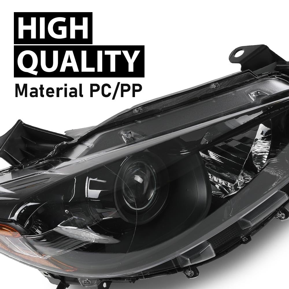G-PLUS Headlights Projector Fit Mazda CX-5 (submodel: Grand Touring, GS, GT, GX, Sport, Touring) 2013-2016,Headlamps Clear Lens Black Housing Amber Reflector Left & Right,faros delanteros