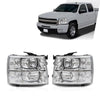 G-PLUS Headlights Assembly Fit Chevy Silverado 1500 2007-2013/Fit Silverado 2500 3500 & HD 2007-2014,NOT 07 Old Body Classic,Clear Lens Chrome Housing Clear ReflectorBumper Headlamps,faros delanteros