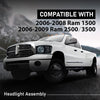 G-PLUS Headlights Assembly w/Bulbs Light Bar Left and Right Side Compatible with Dodge Ram 1500 2006-2008/Fit Dodge Ram 2500 3500 2006-2009 Smoke Lens Black Housing Clear Reflector