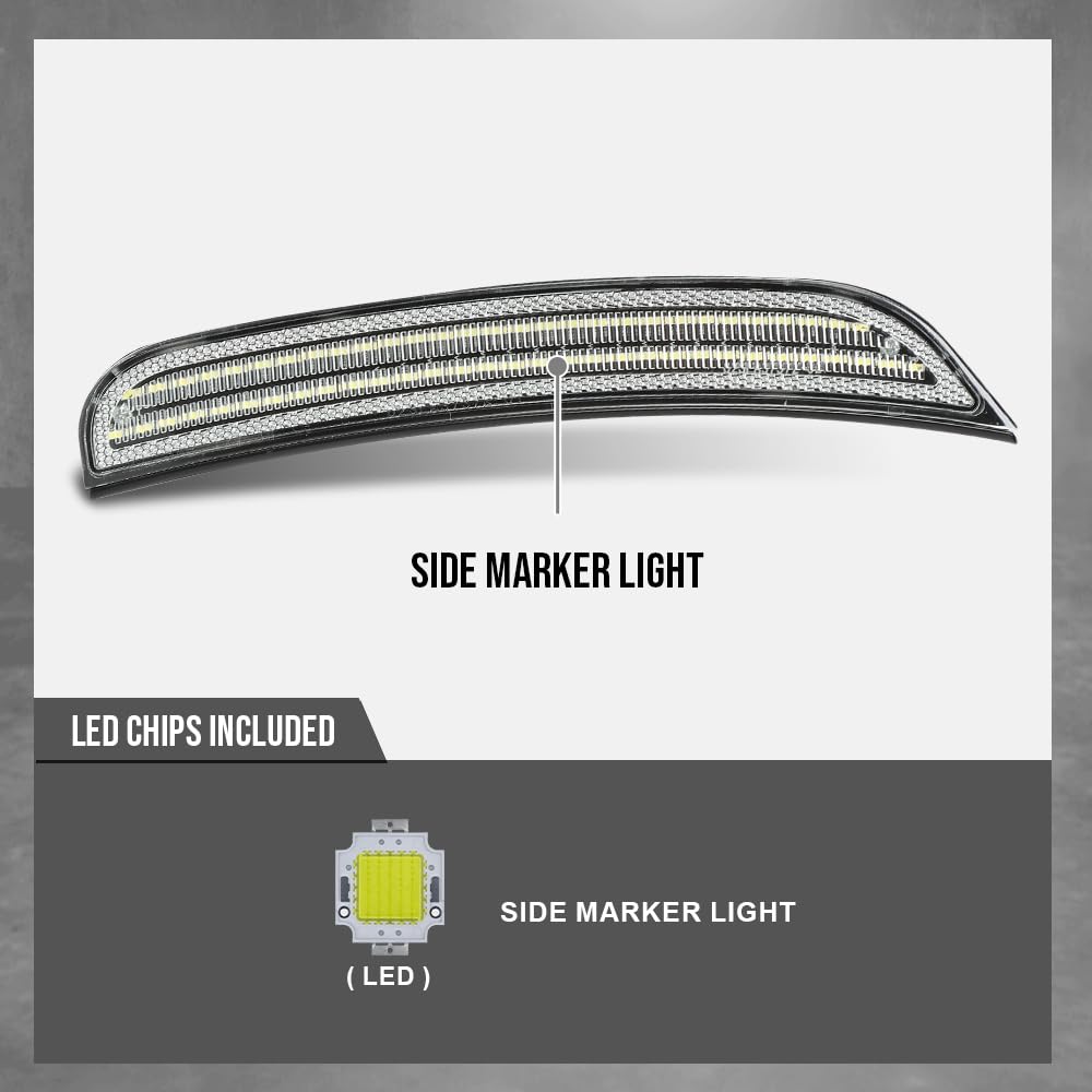 G-PLUS Side Marker Light Lamp Set Front & Rear Fender Side Compatible with Dodge Charger 2015-2022 68214405AA 68214404AA 68214127AA 68214126AA