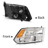 G-PLUS Headlight Assembly w/Bulbs,Fit Dodge Ram 1500 2500 3500 2009-2018 Factory,Front Headlamp Right Passenger Side Clear Lens Chrome Housing Amber Reflector Bumper Headlamps,faros delanteros