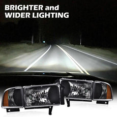 G-PLUS Headlights for Dodge Ram 1500 1994-2001 Ram 2500 3500 1994-2002 Clear Lens Side View