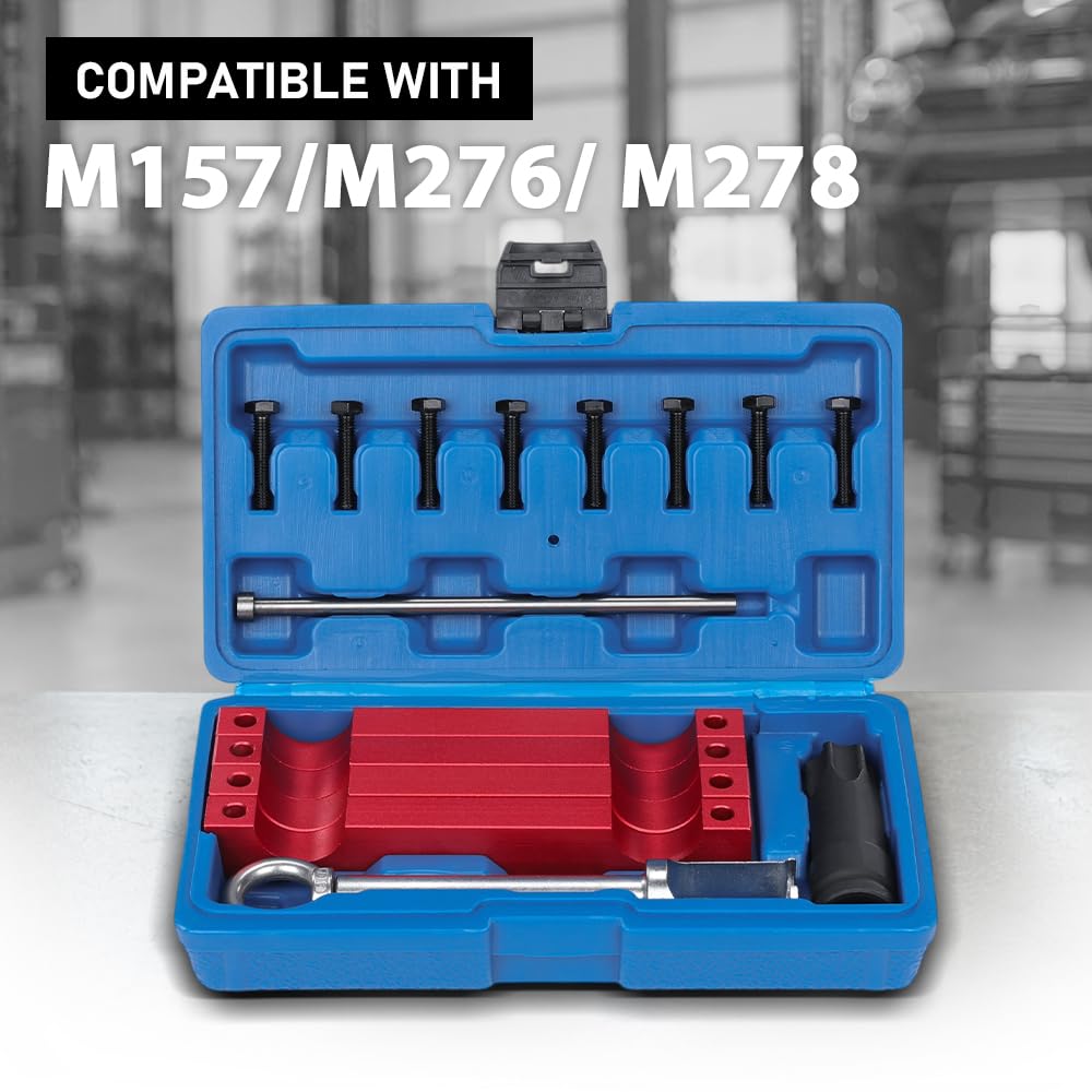 G-PLUS Engine Timing Tool Set Compatible with Benz M157/ M276/ M278 w/ T100 Injector Puller No Modification Needed 45 Steel Silver