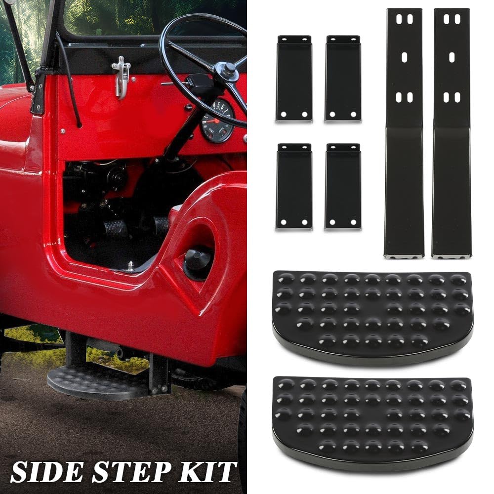 G-PLUS Side Step Kit Compatible with Willys CJ2A CJ3A CJ3B M38 CJ5 Jeeps