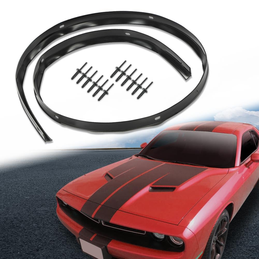 G-PLUS Black Rubber Bumper Hood Seal & Rivets Compatible with Dodge Challenger 2008-2022 68051392AB, 68051392AA