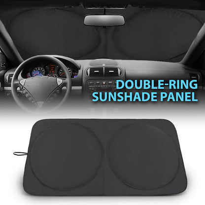 Universal Foldable Windshield Sunshade Sun Shade Umbrella for Cars, Trucks & SUVs,Blocks Heat & Keeps Interior Cool,Long & Short Frequency Demand,Medium (Sunshade 62.99"x33.86",Umbrella 55.12"x31.5")