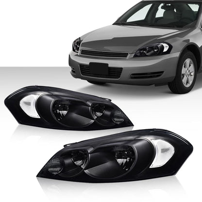 G-PLUS Headlights Assembly Fit Chevy Monte Carlo 2006 2007/Chevy Impala 2006-2013/Chevy Impala Limited 2014 2015 2016 Headlamps W/o Bulbs Smoky Lens Black Housing Clear Reflector,faros delanteros